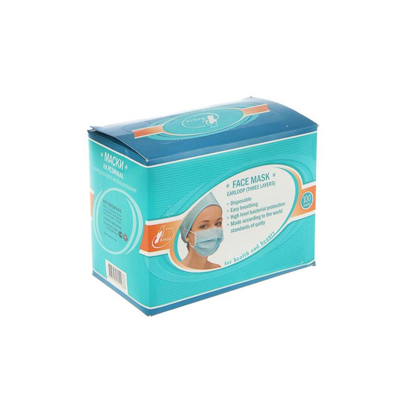 Изображение Маска 3-сл с рисунком из нетканных материалов нестерильная с рисунком 100шт Гекса 105084