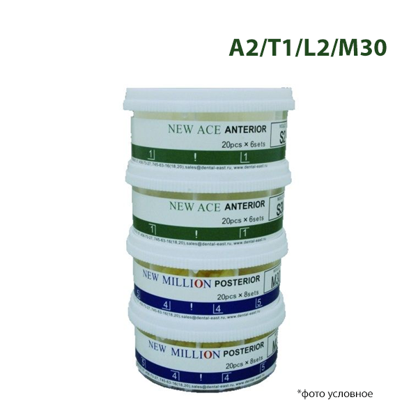 Изображение Зубы New Ace / Million A2/T1/L2/M30 20 гарнитуров в боксе