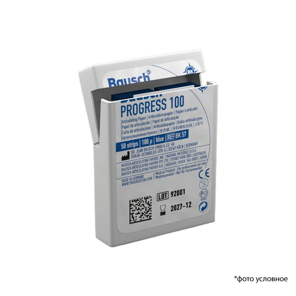 Изображение BK 57 Бумага артикуляционная Bausch PROGRES 100мкм синяя полоски 50шт