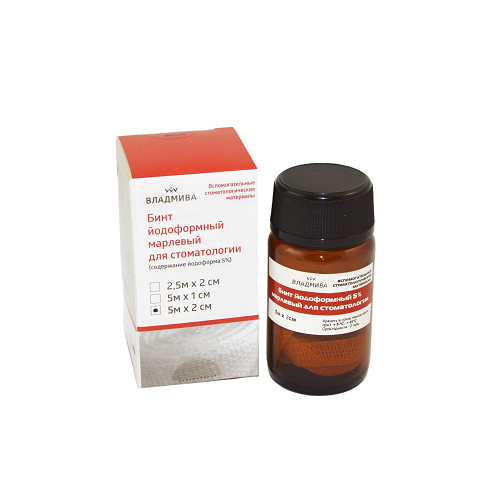 Изображение Бинт йодоформный 5%, марлевый, 5м*2см