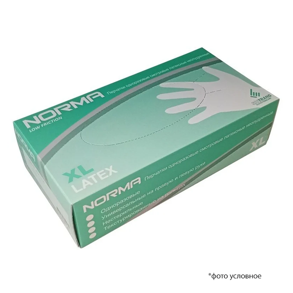 Изображение Перчатки NORMA латекс нестер неопудр текстур XL 45пар