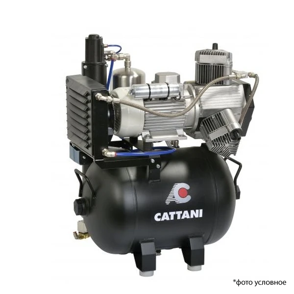 Изображение Стоматологический безмасляный компрессор CATTANI для 3-х стоматологических установок, c осушителем, без кожуха, с ресивером 45 л, 238 л/мин