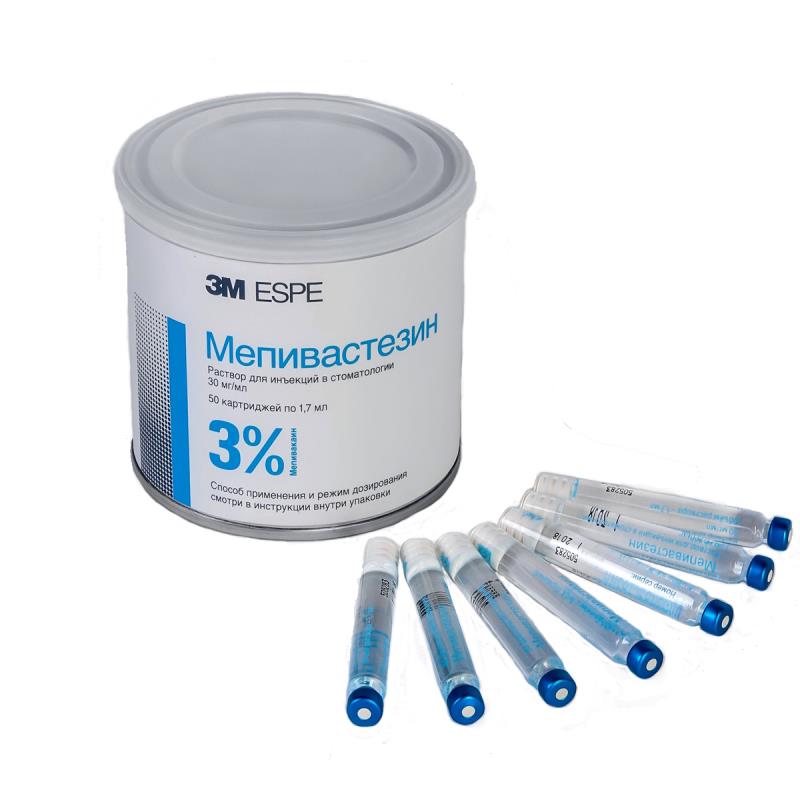 Изображение Мепивастезин (мепивакаин) 30мг/мл 1,7мл 50картриджей