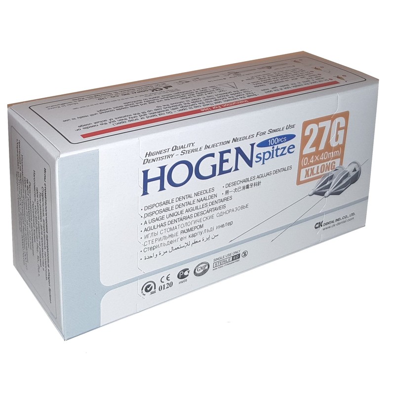 Изображение Иглы карпульные Hogen Spitze 27G 0,4х40мм, одноразовые, стерильные, 100шт