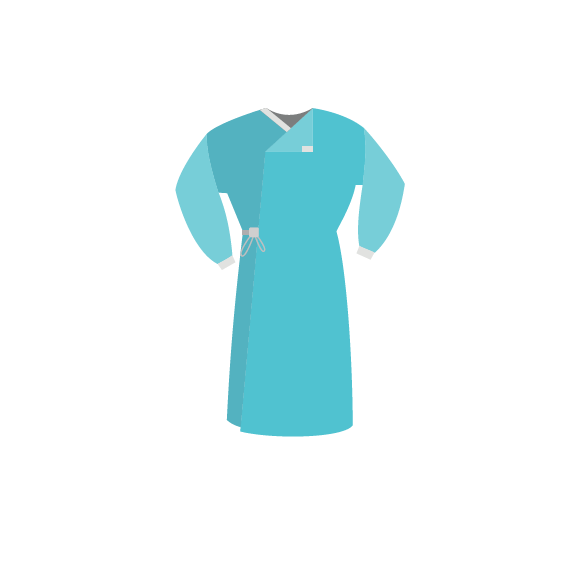 Изображение Халат хирург. одноразовый 140см пл.35 рукав-манжет стерильный р-р 52-54 голубой 1шт Гекса