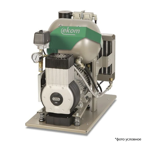 Изображение EKOM DK50-10 S - безмасляный компрессор для одной стоматологической установки с кожухом, без осушителя, с ресивером 10 л 