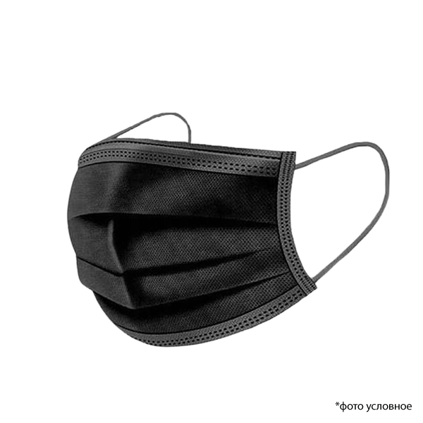 Изображение Маска 3-сл нестерильная черная 50шт EURONDA 217121