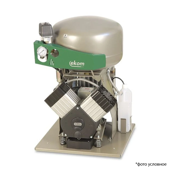 Изображение EKOM DK50 2VS - безмасляный компрессор для 2 стоматологических установок с кожухом, без осушителя, с ресивером 25 л