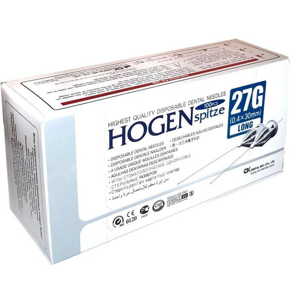 Изображение Иглы карпульные Hogen Spitze 27G 0,4х30мм, одноразовые, стерильные, 100шт