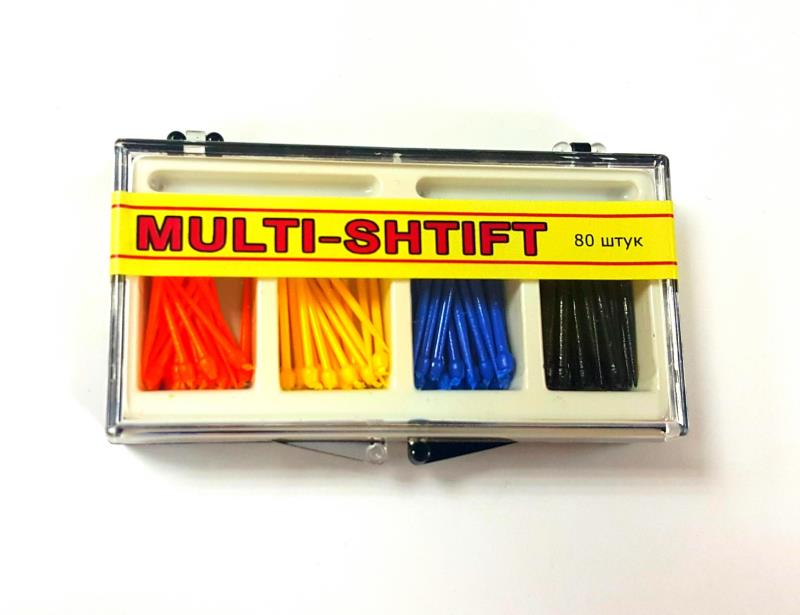 Изображение Штифты беззольные MULTI SHTIFT комплект по 20 шт оранж., жел., син., черн., 2 разв. Ф1,2 132005