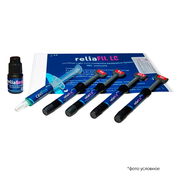 Изображение РелиаФил ЛСи / ReliaFIL LC набор: наногибридный композит 4 шт*4 гр, гель для травления, адгезив