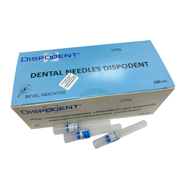 Изображение Иглы карпульные Dispodent 27GL (0.4 x 38мм) для инъекций, однократного применения, стерильные, 100 шт.