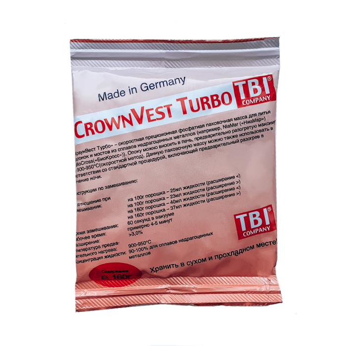 Изображение Кроун Вест Турбо / CrownVest Turbo паковочная масса для коронок и мостов, 4,8 кг (30х160гр.), DFS, 28062