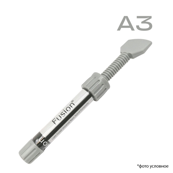 Изображение Fusion наногибридный композит, цвет А3, универсальный, светоотверждаемый, шприц, 4 гр, 1 шт