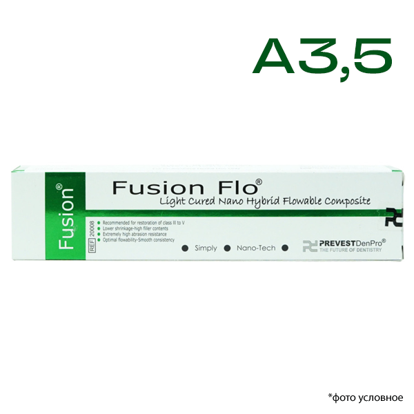 Изображение Fusion Flo жидкотекучий композит, цвет А3.5, универсальный, светоотверждаемый, шприц, 2 гр, 2 шт