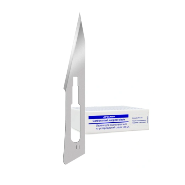 Изображение Лезвие скальпеля №11 Apexmed, углеродистая сталь, 100шт.