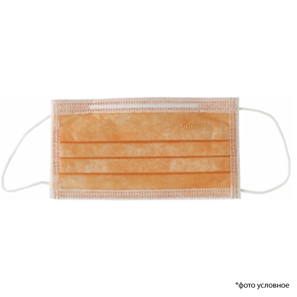 Изображение Маска 3-сл нестерильная оранжевая 50шт EURONDA