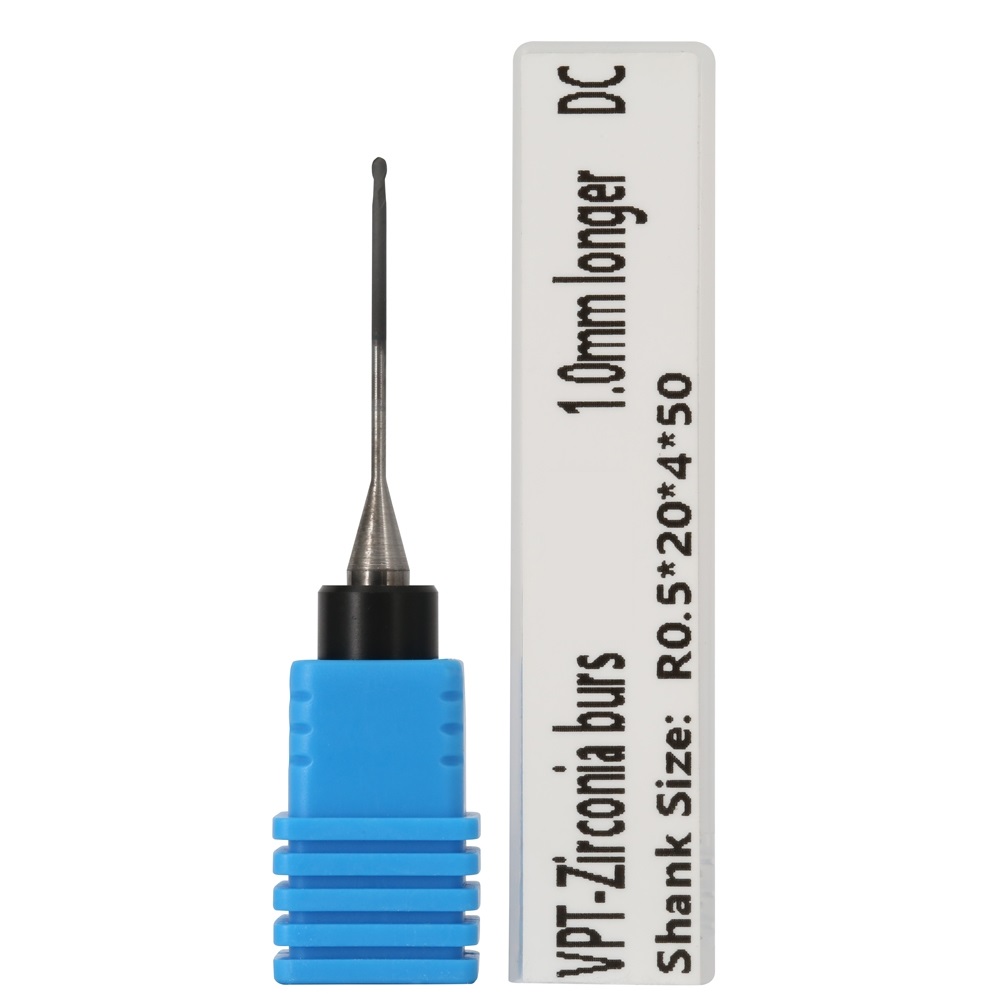Изображение Фреза по цирконию T2 удлиненная, для Cad/Cam станков RIVOX, XTCera, диаметр 1мм, цанга 4мм, 1шт.