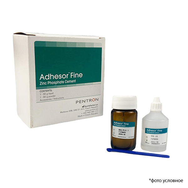 Изображение Adhesor Fine цинк-фосфатный цемент, порошок 80гр + жидкость 55гр