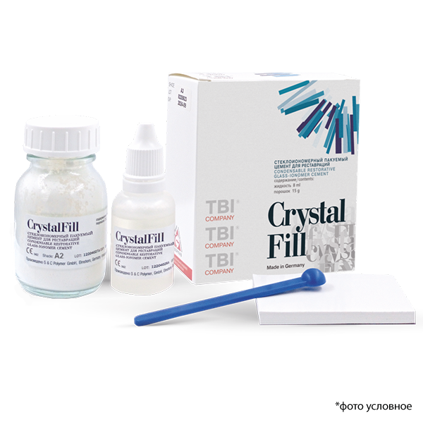 Изображение CrystalFill цвет А2, цемент для реставраций стеклоиономерный, 15гр+8 мл