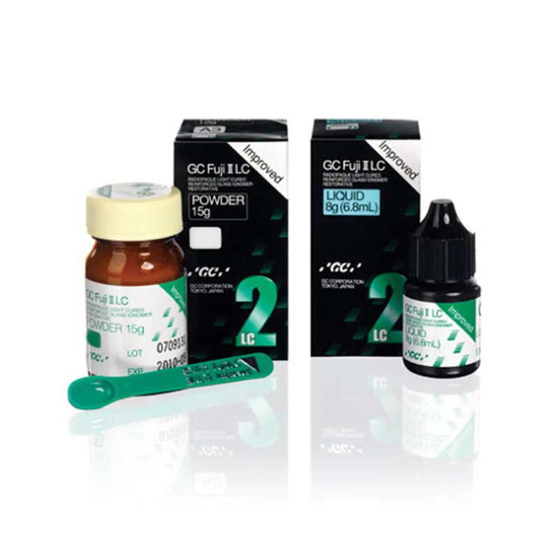 Изображение Фуджи II лс / Fuji II LC Improved powder цемент стеклоиономерный для реставрации с фтором с/о A3 15гр+6,8 GC 0130027GC+0130301GC