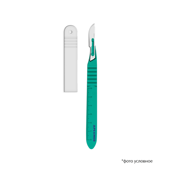 Изображение Скальпель стерильный с лезвием из нержавеющей стали №10 Apexmed 1 шт