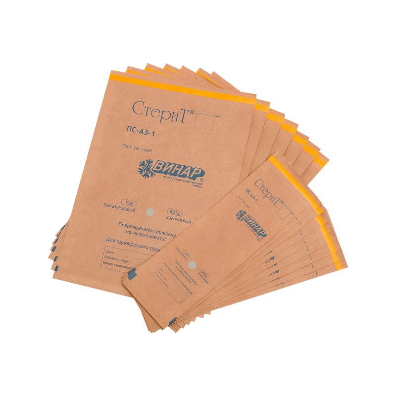Изображение Пакет 100х200мм 100шт СтериТ крафт для стерилизации Винар