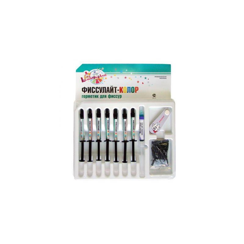 Изображение Фиссулайт Колор, набор герметиков для фиссур светового отверждения, шприц, 7х1мл + гель для травления эмали, 3мл