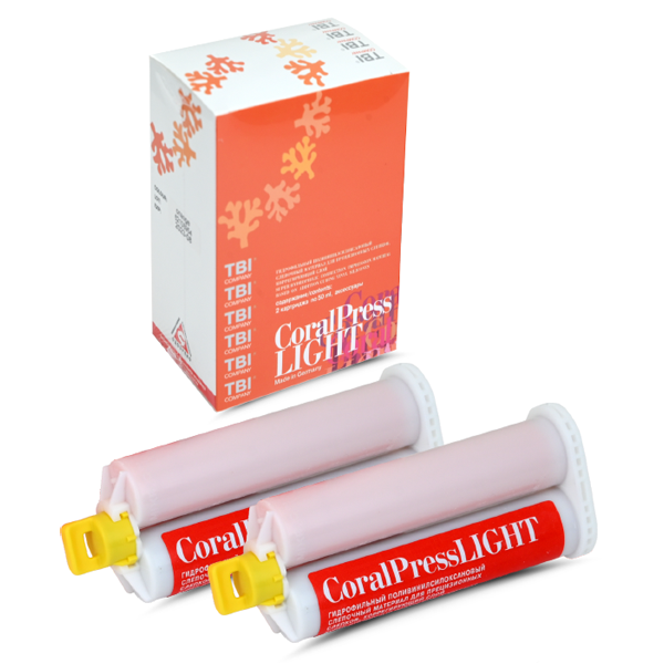 Изображение CoralPress Light слепочный материал, коррегирующий слой, оранжевый, картридж, 2х50мл
