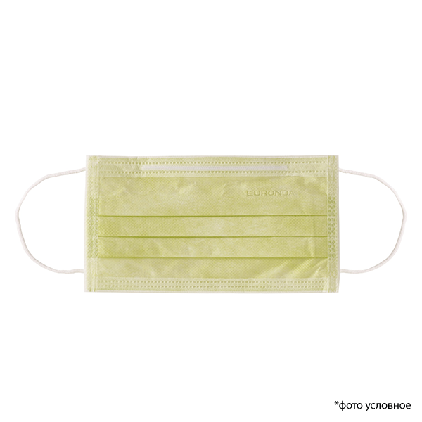 Изображение Маска 3-сл нестерильная желтая 50шт EURONDA 217116