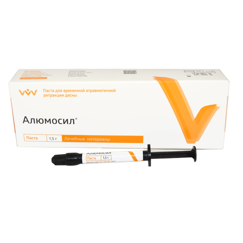 Изображение Алюмосил паста для временной атравматичной ретракции десны, шприц, 1,5гр