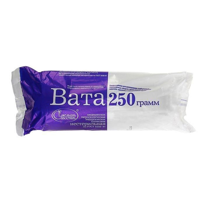 Изображение Вата медицинская хлопковая хирургическая, нестерильная 250 гр, 4 шт