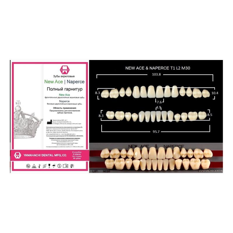 Изображение Зубы акриловые New Ace & Naperce цвет А1 фасон T1/M30